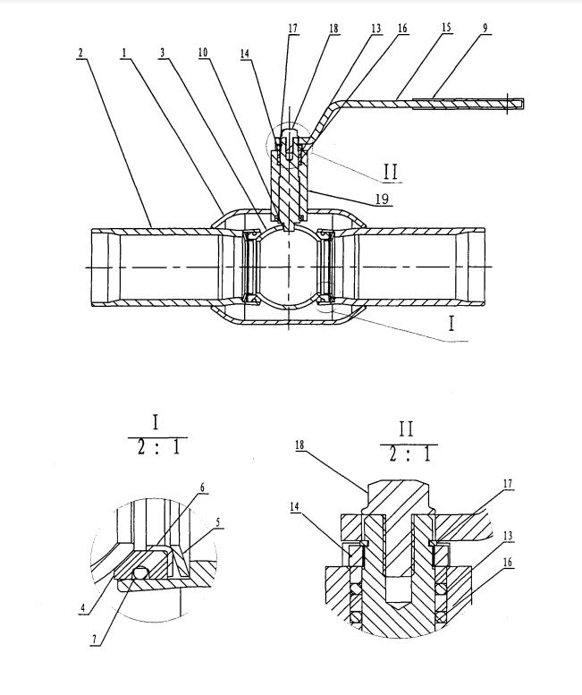 全焊接球閥結構圖